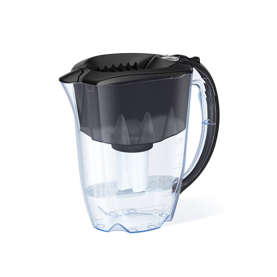 Aquapureline 7-Cup Water Filtration Pitcher - Black, Includes 1 x B15 Filter