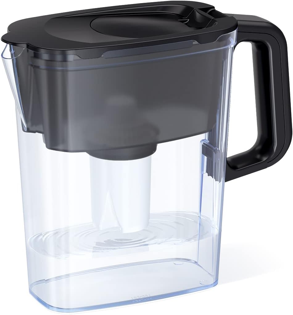 Aquapureline 5-Cup Water Filtration Pitcher - Black, Includes 1 x B15 Filter