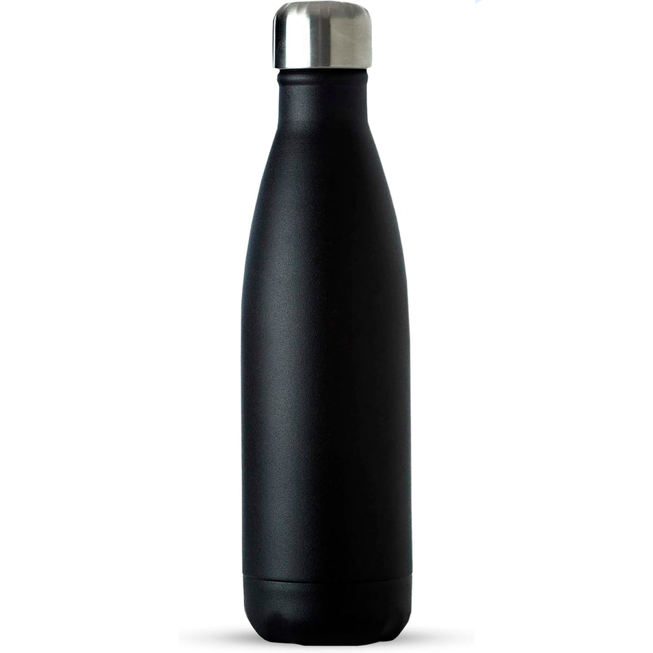 Aquapureline Triple-Wall Black Insulated Water Bottle – 17oz Stainless Steel, Leak-Proof, Cold 24H / Hot 12H